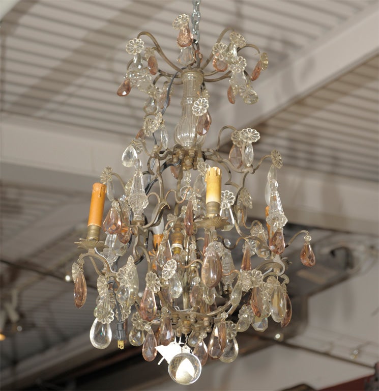 French A  Louis XVI Style Bronze And Cut Glass Chandelier For Sale
