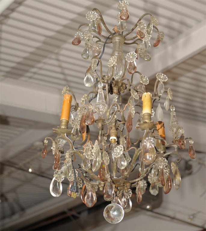 20th Century A  Louis XVI Style Bronze And Cut Glass Chandelier For Sale