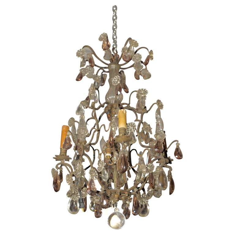 A  Louis XVI Style Bronze And Cut Glass Chandelier For Sale