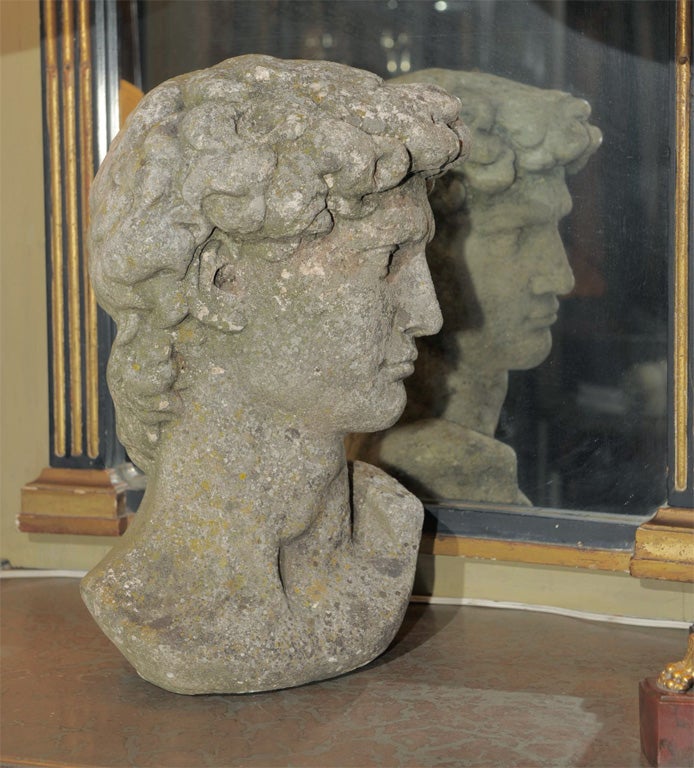 Cast Stone Head of David, After Michelangelo 1