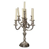 Continental Rococo Style Silver Plated Six Light Candelabra