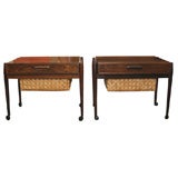 Rosewood Sewing Cart with Woven Basket