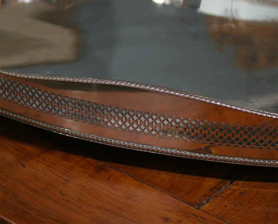 AMERICAN OVAL SILVER TRAY WITH GALLERY