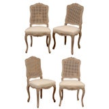 Set of Four Mahogany Cane Back Louis XV Style Dining Chairs