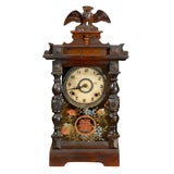 Antique 19th Century Carved and Painted Chinese Decorative Clock