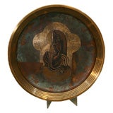 Assiette incrustée de cuivre et de bronze par WMF