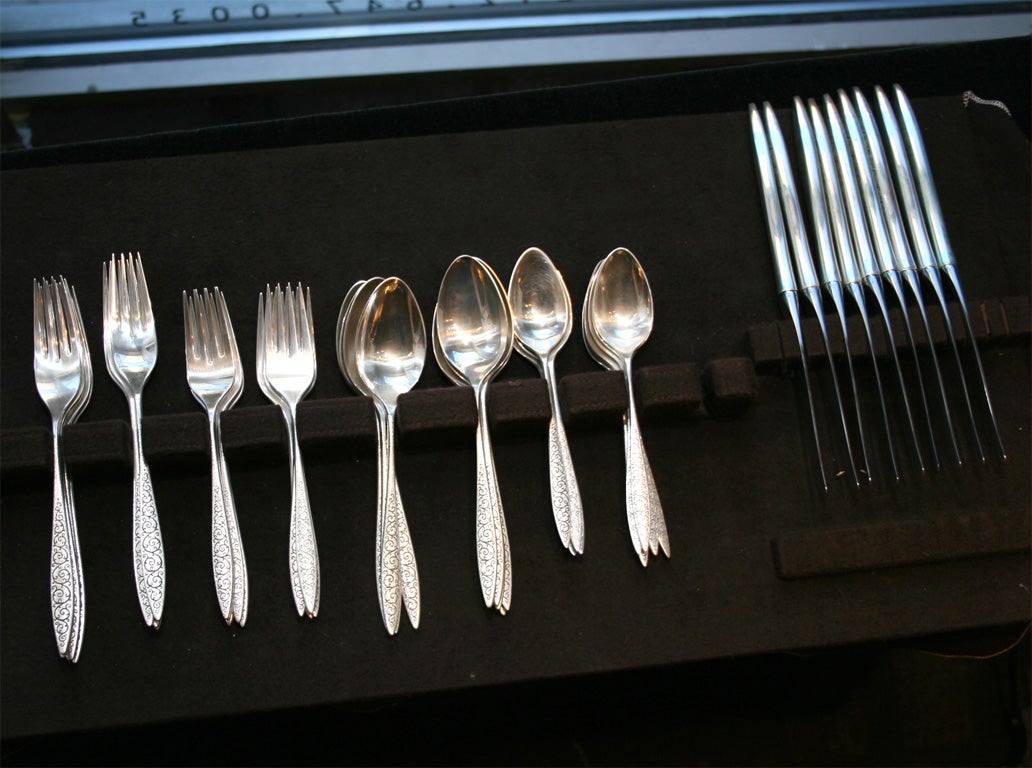 "Spanish Lace" Sterling Flatware Service for Eight by Wallace
