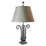 1940's Hollywood Crystal Scroll Lamp