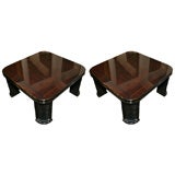 Pair of Art Deco Cocktail/End Tables in Macassar & Black Lacquer