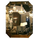 1940's Octogan Mirror with Reverse Eglomise Gild Details