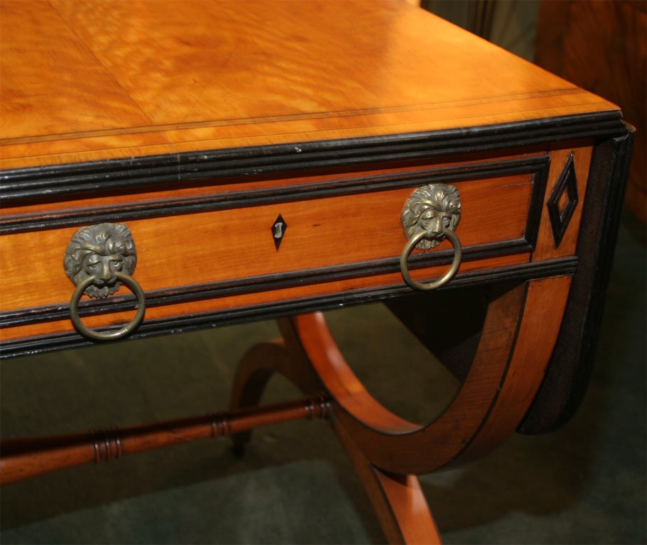 Regency Satinwood Sofa Table For Sale 1