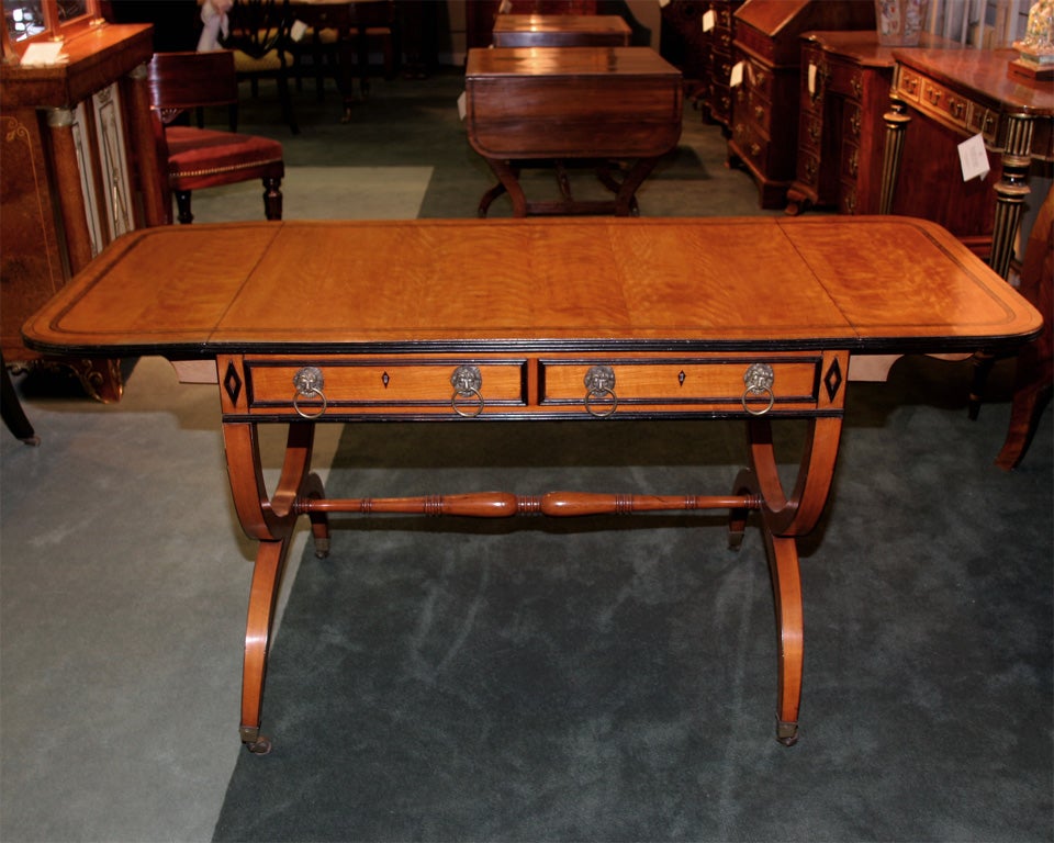Regency Satinwood Sofa Table For Sale 2