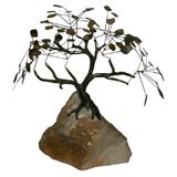 Curtis Jere Bronze Bonsai Tree on Rock Quartz