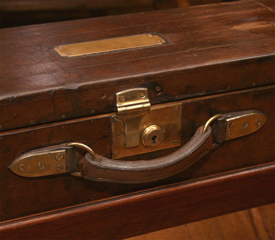 English Leather & Brass Gun Case, England, c. 1875 (coffee table)
