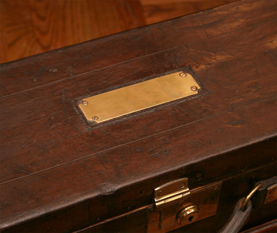 19th Century Leather & Brass Gun Case, England, c. 1875 (coffee table)