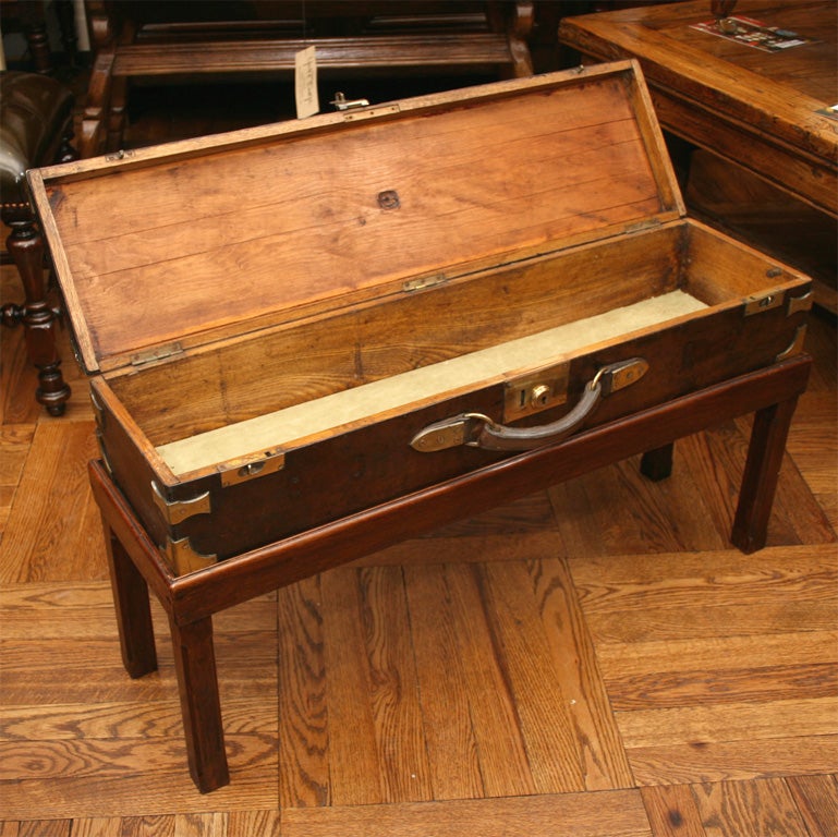 Leather & Brass Gun Case, England, c. 1875 (coffee table) 3