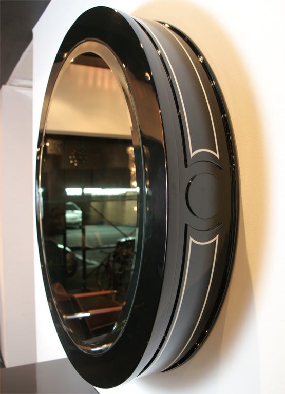 American Sensational Lacquer Framed Mirror For Sale