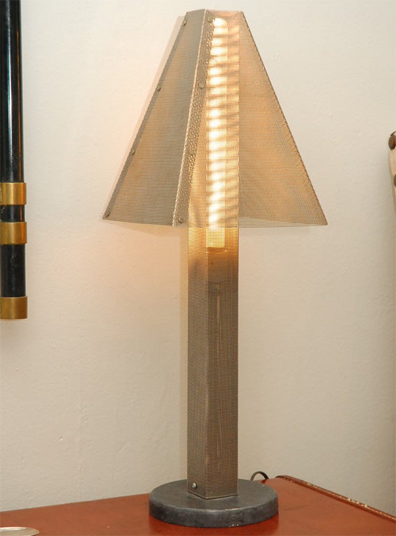 Rare perforated metal lamp by Wendy Stevens