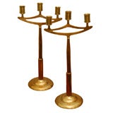 Pair of  Jugendstil brass candelabras