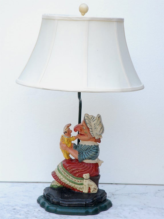 Lamp newly made from an antique painted cast iron 