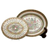 Chinese Export Famile Rose Platter with Drain Insert