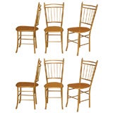 Vintage Set Of Six Brass Dining Chairs
