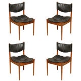 Set Of 4 Rosewood And Leather Dining Chairs By Kristian Vedel