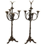 C. 1820 French Empire Tall Bronze Candlesticks