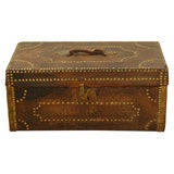 American Stagecoach Leather Trunk with Brass Nailheads