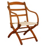 Vintage Old Oak Folding Campaign Chair