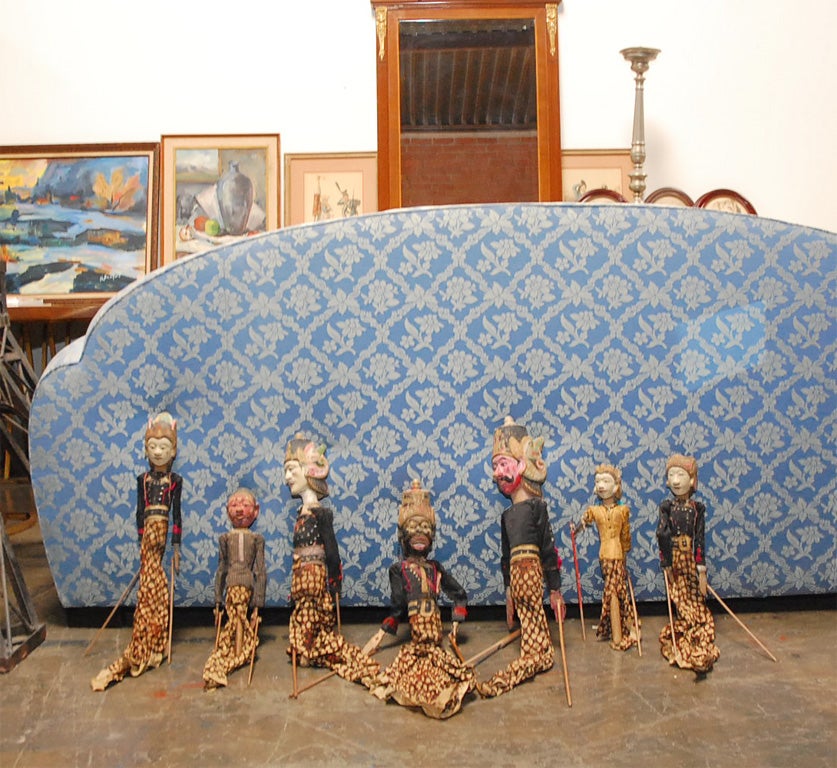 Folk Art Antique set of seven Indonesian puppets For Sale