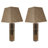 Large Cubed Lucite Lamps