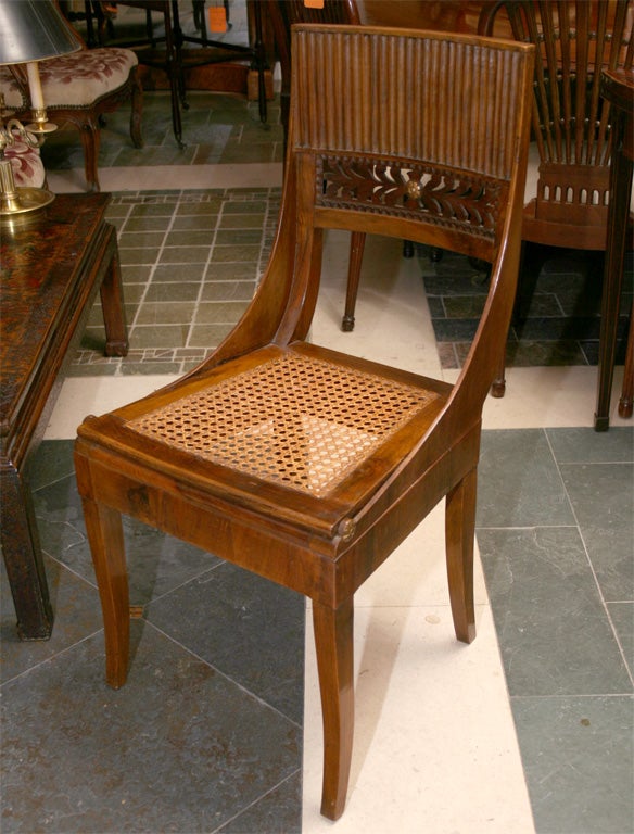 Set of SIX Italian Empire walnut Side Chairs