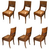 Set of SIX Italian Empire walnut Side Chairs