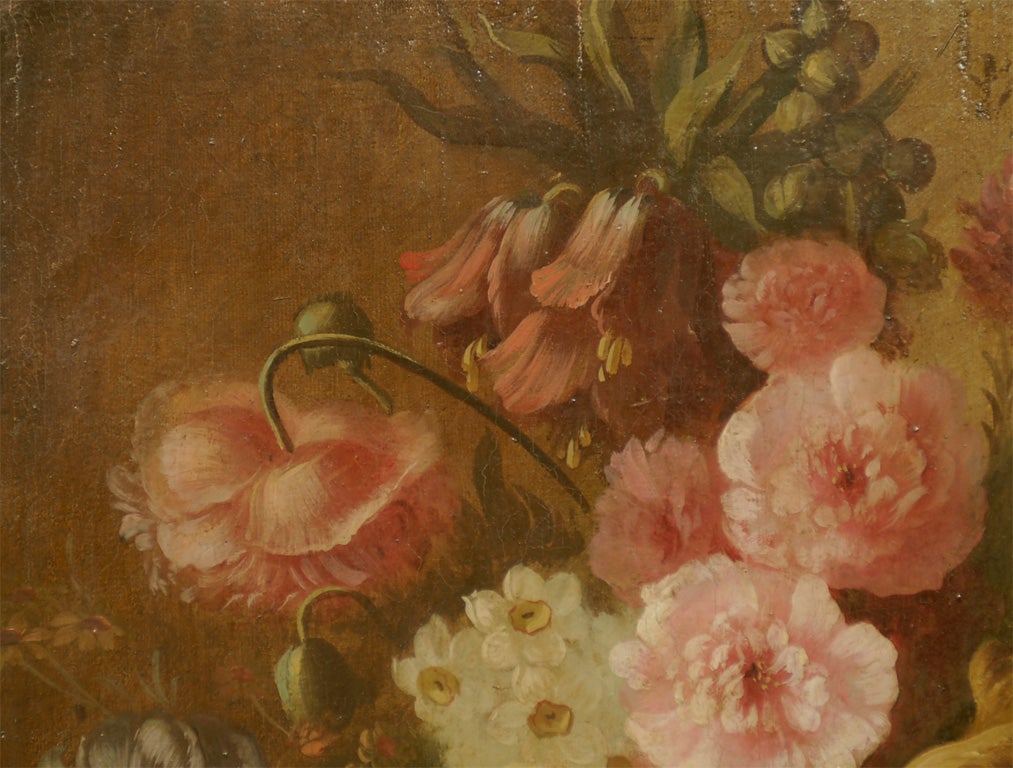18th Century French Framed Painting of Roses with Original Gilt 3