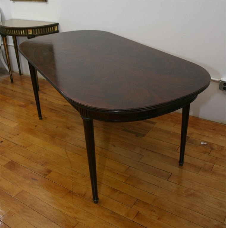 Exceptional Flame Mahogany Dining Table signed Jansen