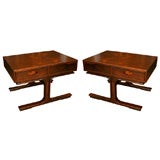 Pair of mahogany rail leg tables by Frattino