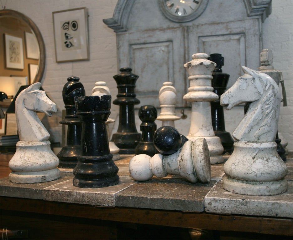20th Century Stone and Cement Garden Chess Set