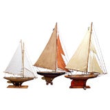 Vintage GROUP OF THREE EARLY 20TH C."POND YACHTS WITH ORIGIONAL SAILS