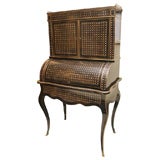 BOULLE & M. OF PEARL INLAID BLACK LACQUERED  SECRETARY