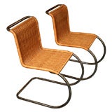 SIX  MR Style Chrome & Woven Cane Chairs