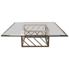 Large Chrome & Glass Coffee Table 3