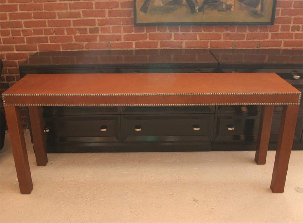Long Leather Console with Nail Heads