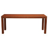 Long Leather Console with Nail Heads Vintage Long Leather Console with Nail Heads