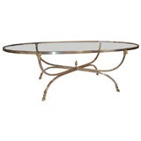 Oval Steel and Brass Rams Head Coffee Table