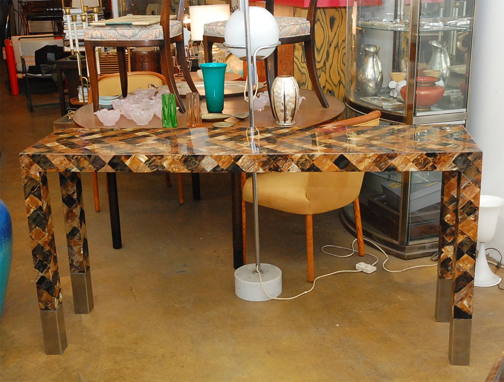 Long  Vintage Horn console/ table with chromed legs