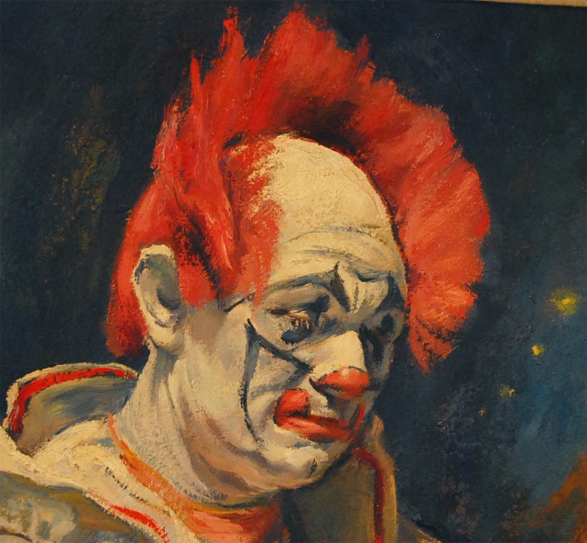 Mid-20th Century Emil Kosa Jr clown oil painting on canvas.
