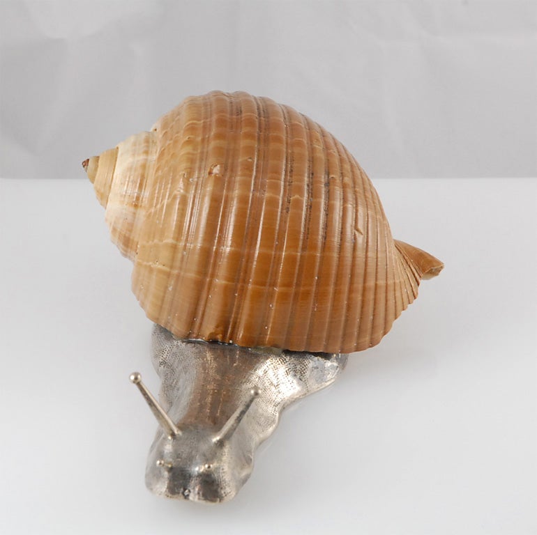 Spanish Sterling Silver and Shell Snail