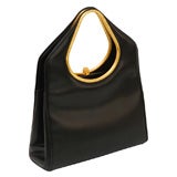 An Original by Holzman Vintage Black Leather & Goldtone Handbag