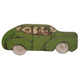 1940'S FRENCH HANDPAINTED WOODEN CAR WALL ART